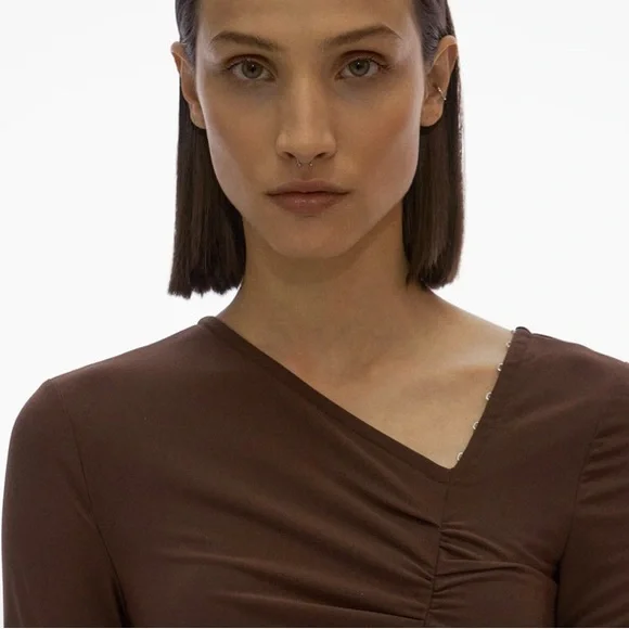 HELMUT LANG ASYMMETRIC LONG SLEEVE DRESS - Picture 4 of 5